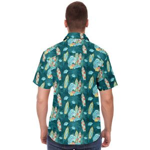 Men's Short Sleeve Button Shirt - Surfboard Dark Teal