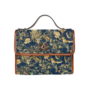 Satchel Bag - Luxury Golden Foliage Navy