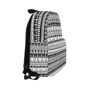 Backpack - Black White Tribal | White Leather Backpack | Azulna