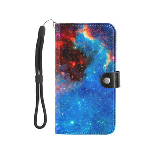 Large Wallet Phone Case - Blue Red Galaxy