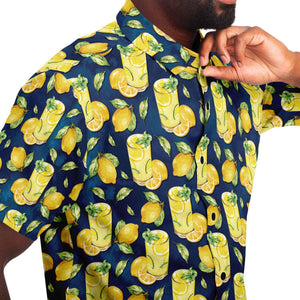 Men's Short Sleeve Button Shirt - Lemonade Blue