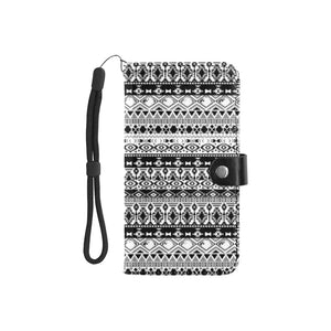 Small Wallet Phone Case - Black White Tribal