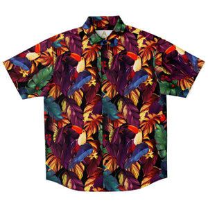 Men's Short Sleeve Button Shirt - Tropical Toucan Jungle
