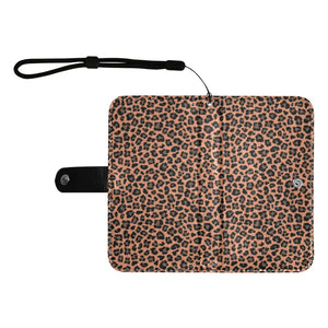 Large Wallet Phone Case - Dark Leopard Print