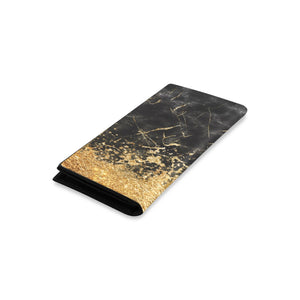 Women's Leather Wallet - Gold Foil Marble Night