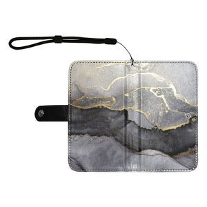 Large Wallet Phone Case - Gray Gold Marble