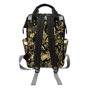 Diaper Backpack - Luxury Golden Foliage Black