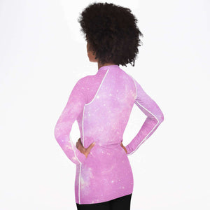 Women's Long Sleeve Rashguard - Light Pink Galaxy