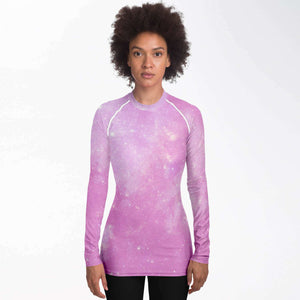 Women's Long Sleeve Rashguard - Light Pink Galaxy
