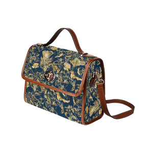 Satchel Bag - Luxury Golden Foliage Navy