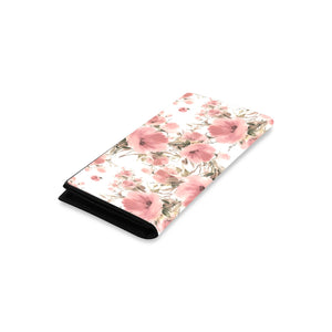 Women's Leather Wallet - Peach Floral Day