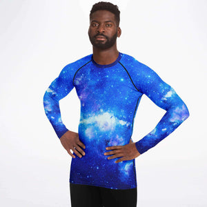 Men's Long Sleeve Rashguard - Dark Blue Galaxy