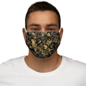 Face Mask - Luxury Golden Foliage Black