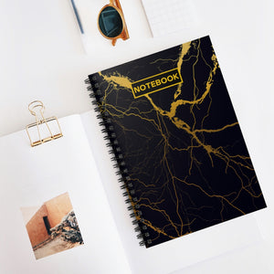 Spiral Notebook:  Black Gold Marble