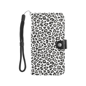 Large Wallet Phone Case - Light Gray Leopard Print