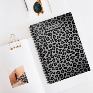 Spiral Notebook: Gray Leopard Print