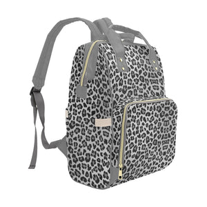 Diaper Backpack - Gray Leopard Print