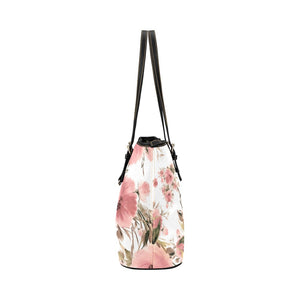 Small Leather Tote - Peach Floral Day