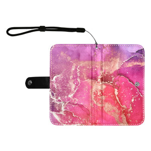 Large Wallet Phone Case - Berry Gold Marble