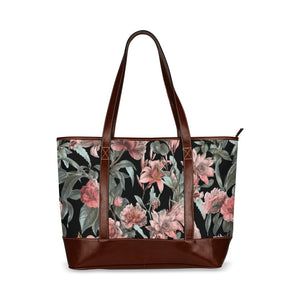 Tote Handbag - Luxury Rose Floral Black