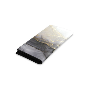 Women's Leather Wallet - Gray Gold Marble