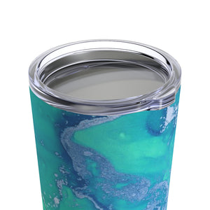 Tumbler - Teal Silver Marble