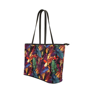 Large Leather Tote - Tropical Toucan Jungle