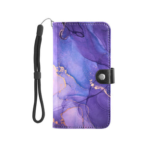 Large Wallet Phone Case - Purple Gold Marble