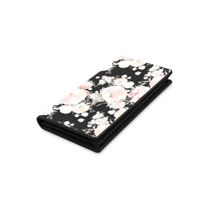 Women's Leather Wallet - Pink Floral Night