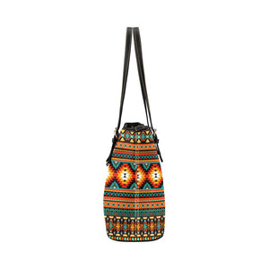 Large Leather Tote - Colorful Tribal | Tote Bags For Women | Azulna
