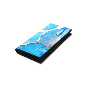 Women's Leather Wallet - Blue Gold Marble