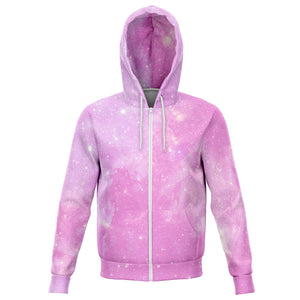 Unisex Zip Up Hoodie - Light Pink Galaxy