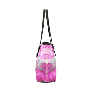 Small Leather Tote - Pink Silver Marble