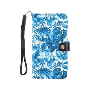 Large Wallet Phone Case - Elegant Indigo Jungle