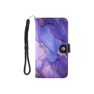 Small Wallet Phone Case - Purple Gold Marble