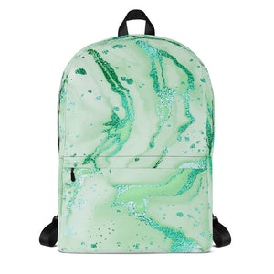Laptop Backpack - Metallic Green Marble