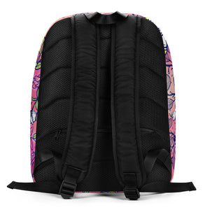 Laptop Backpack - Berry Floral Bird