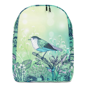 Laptop Backpack - Aqua Floral Bird