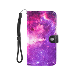 Large Wallet Phone Case - Dark Pink Purple Galaxy