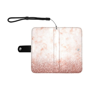 Small Wallet Phone Case - Pink Glitter Marble