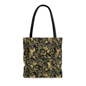 Canvas Tote Bag - Luxury Golden Foliage Black