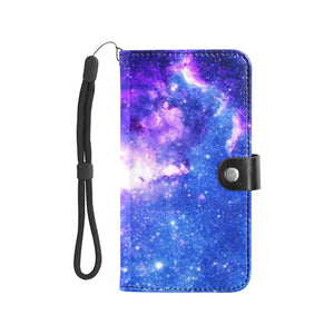 Large Wallet Phone Case - Blue Purple Galaxy