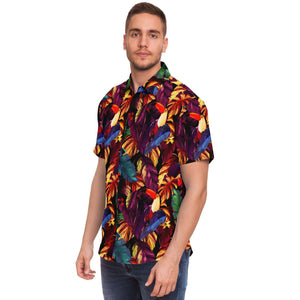 Men's Short Sleeve Button Shirt - Tropical Toucan Jungle