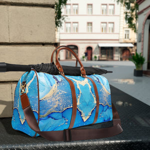 Travel Bag - Blue Gold Marble