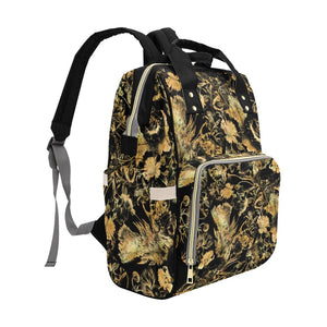 Diaper Backpack - Luxury Golden Foliage Black