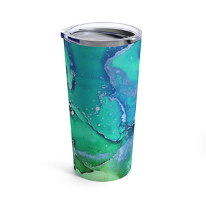 Tumbler - Teal Silver Marble