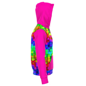 Unisex Zip Up Hoodie - Colorful Shiny Blocks Pink