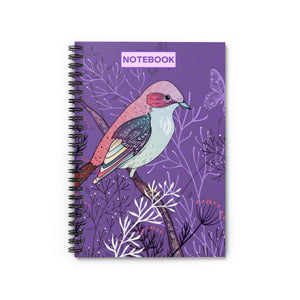 Spiral Notebook: Purple Floral Bird