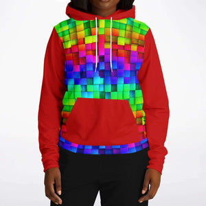 Unisex Hoodie - Colorful Shiny Blocks Red