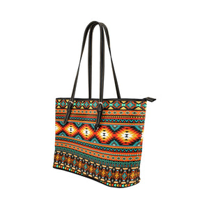 Small Leather Tote - Colorful Tribal Leather